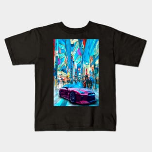 Car Tokyo Neon Synthwave Kids T-Shirt